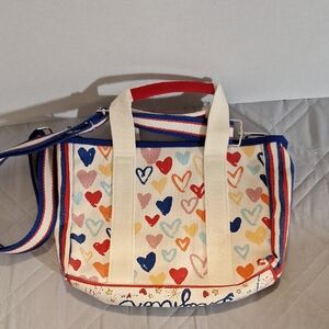 Brighton White and Red Heart Pattern Tote